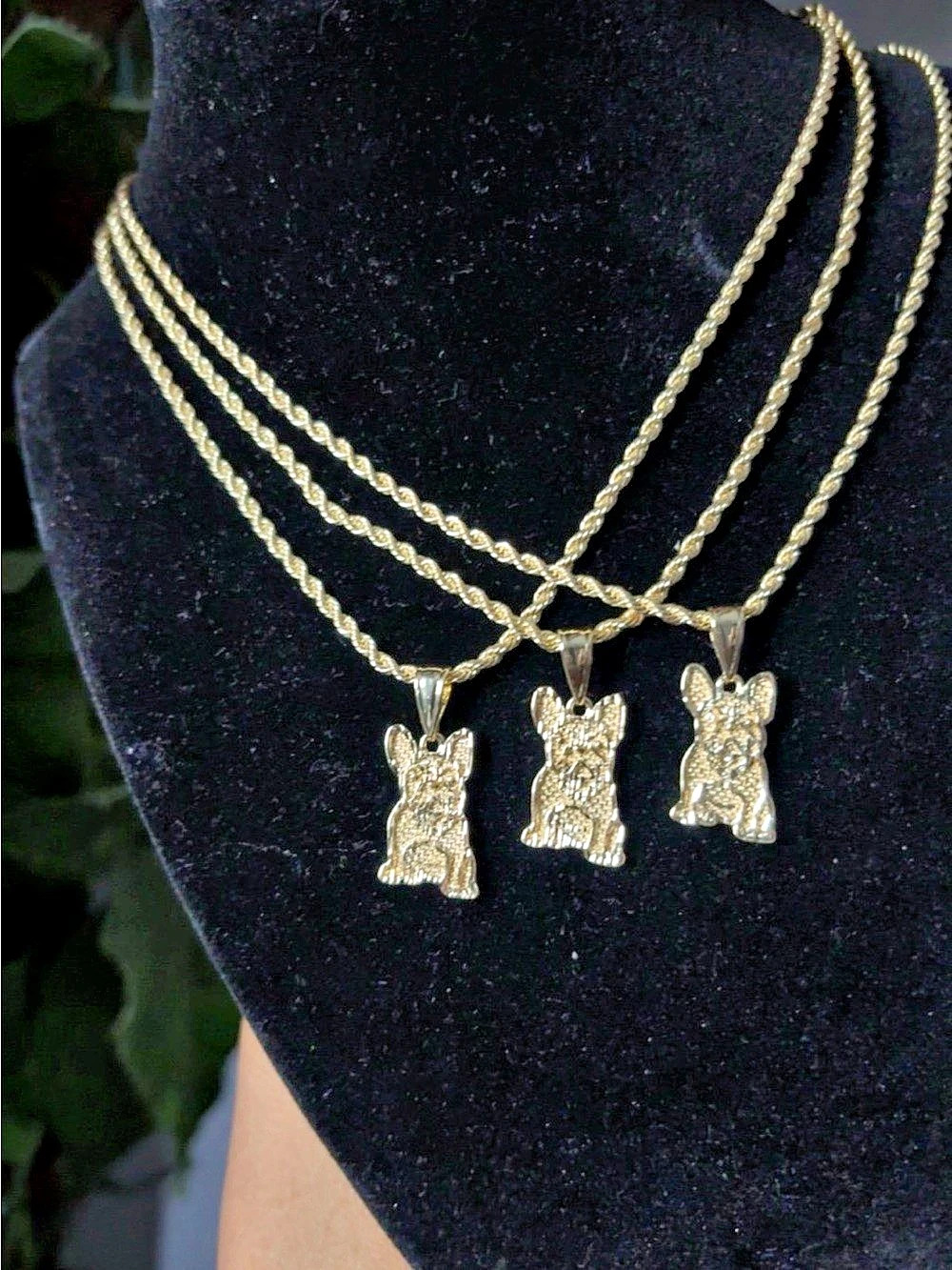 One Pendant Dog Necklace Set in Gold Like New